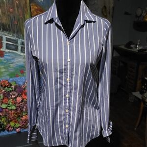 Banana Republic Blue and White Striped Button Down Shirt